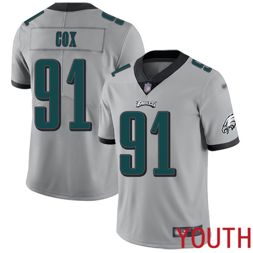 Youth Philadelphia Eagles #91 Fletcher Cox Limited Silver Inverted Legend NFL Jersey Football->youth nfl jersey->Youth Jersey